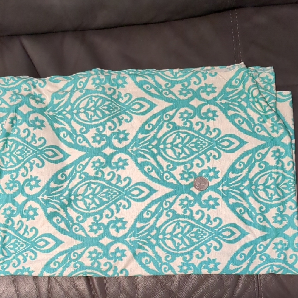 Knit Fabric Rayon Sewing Remnant 24" By 76" Green Print On White